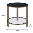 Bowery Hill Round End Table with Stone Top and Metal Frame in Black/Gold