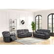 Bowery Hill Microfiber Upholstered Power Motion Sofa with USB in Dark Gray