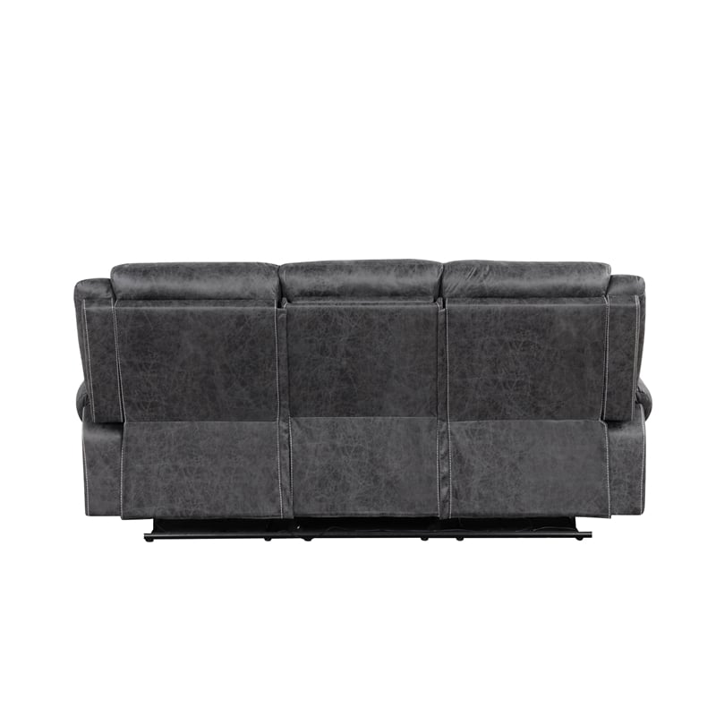 Bowery Hill Microfiber Upholstered Power Motion Sofa with USB in Dark Gray