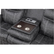 Bowery Hill Microfiber Upholstered Power Motion Sofa with USB in Dark Gray