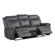 Bowery Hill Microfiber Upholstered Power Motion Sofa with USB in Dark Gray