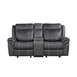 Bowery Hill Microfiber Upholstered Power Motion Loveseat with USB in Dark Gray