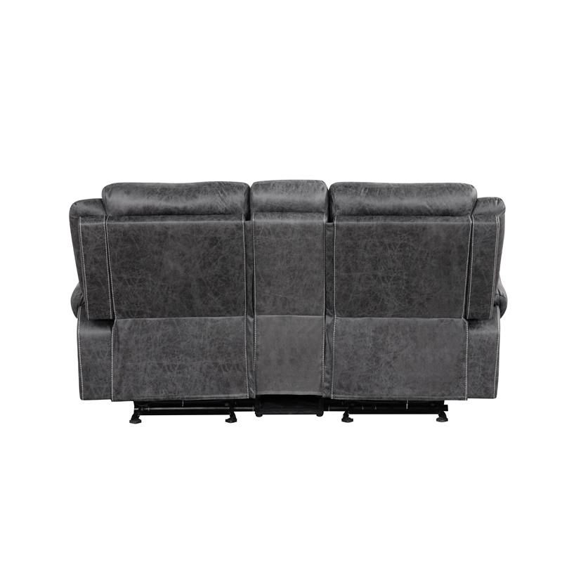 Bowery Hill Microfiber Upholstered Power Motion Loveseat with USB in Dark Gray