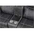 Bowery Hill Microfiber Upholstered Power Motion Loveseat with USB in Dark Gray