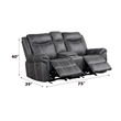 Bowery Hill Microfiber Upholstered Power Motion Loveseat with USB in Dark Gray