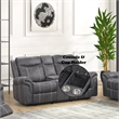 Bowery Hill Microfiber Upholstered Power Motion Loveseat with USB in Dark Gray