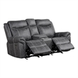 Bowery Hill Microfiber Upholstered Power Motion Loveseat with USB in Dark Gray