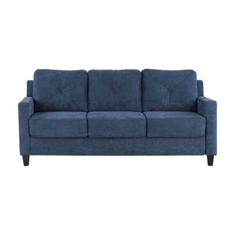 Bowery Hill Transitional Chenille Upholstered Sofa with Wood Frame in Navy