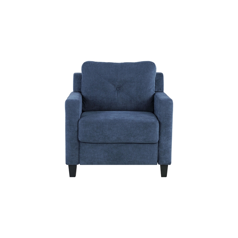 Bowery Hill Transitional Chenille Fabric Chair with Wood Frame in Navy