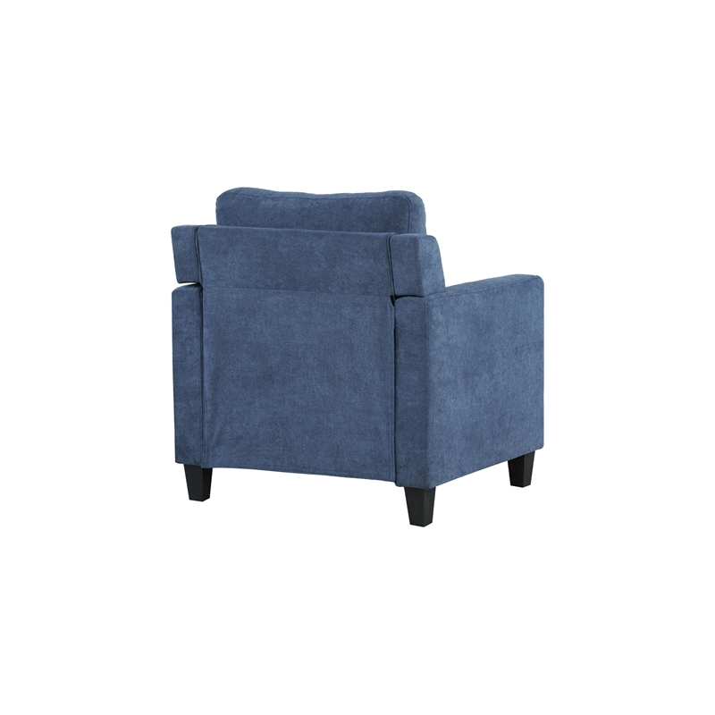 Bowery Hill Transitional Chenille Fabric Chair with Wood Frame in Navy