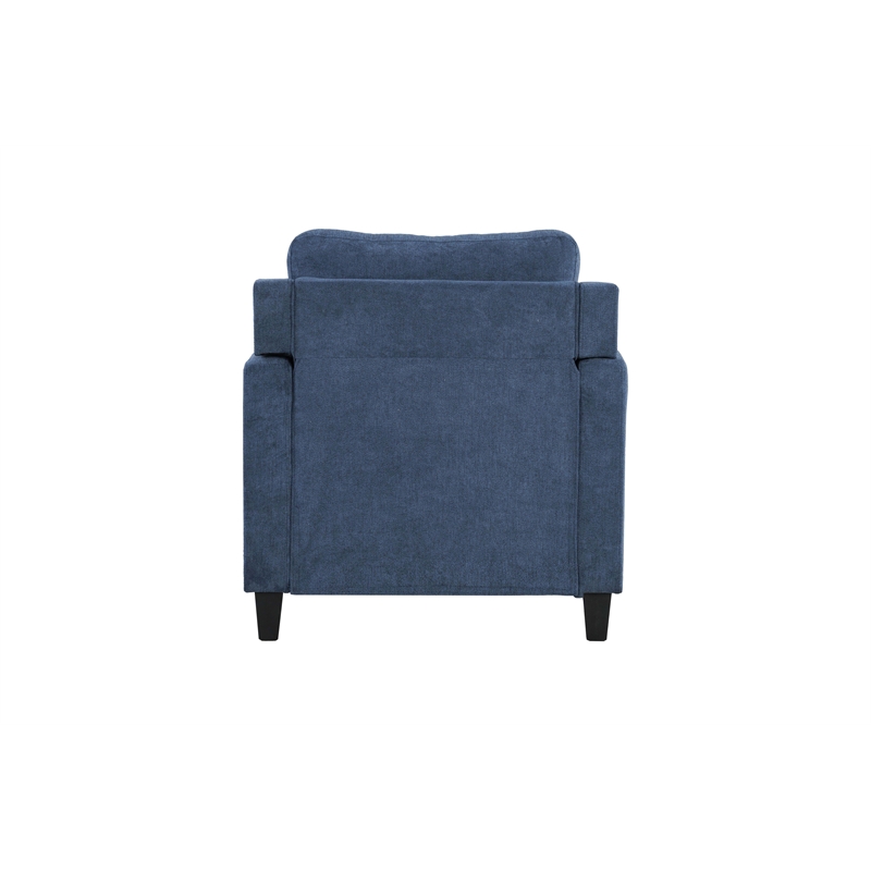 Bowery Hill Transitional Chenille Fabric Chair with Wood Frame in Navy