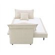 Bowery Hill Upholstered Sofa with Pull-Out Sleeper in Beige Chenille