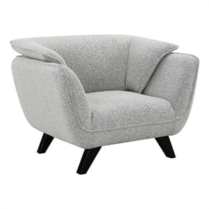 Bowery Hill Chair with Pine Wood Frame & Boucle Fabric in Light Gray