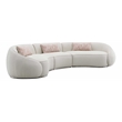 Bowery Hill Beige Fabric Upholstered Sectional Sofa with 3 Pillows