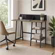 Bowery Hill Engineered Wood Desk with 2 Shelves in Rustic Oak and Black