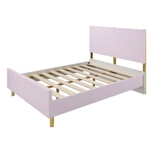 Bowery Hill Contemporary Pink Full Bed with Gold Metal Accents