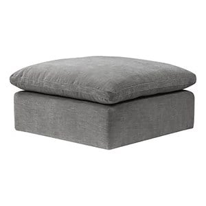Bowery Hill Modular Linen Upholstered Ottoman in Grey Fabric