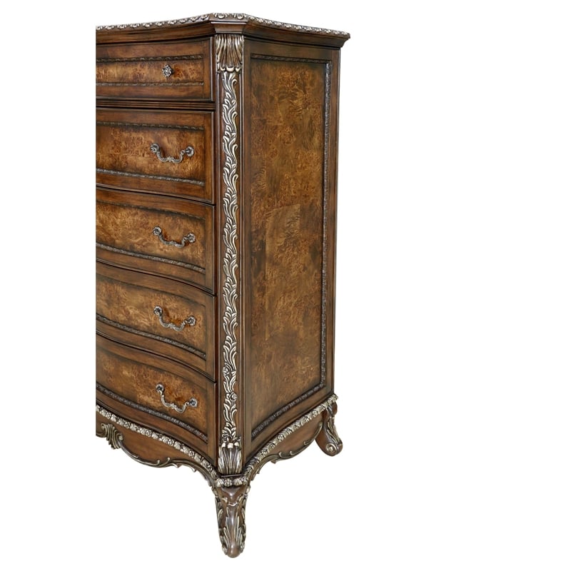 Bowery Hill Devany 5-Drawer Wood Chest in Rich Cherry Finish