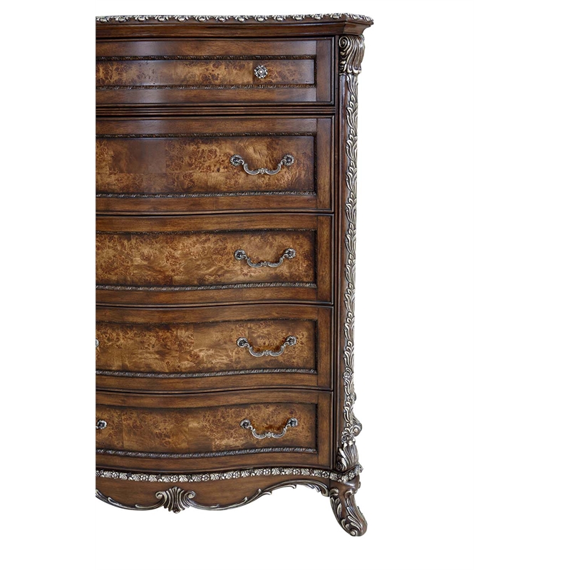 Bowery Hill Devany 5-Drawer Wood Chest in Rich Cherry Finish