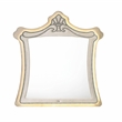 Bowery Hill Velvet Upholstered Wood Mirror with LED Lighting in Beige