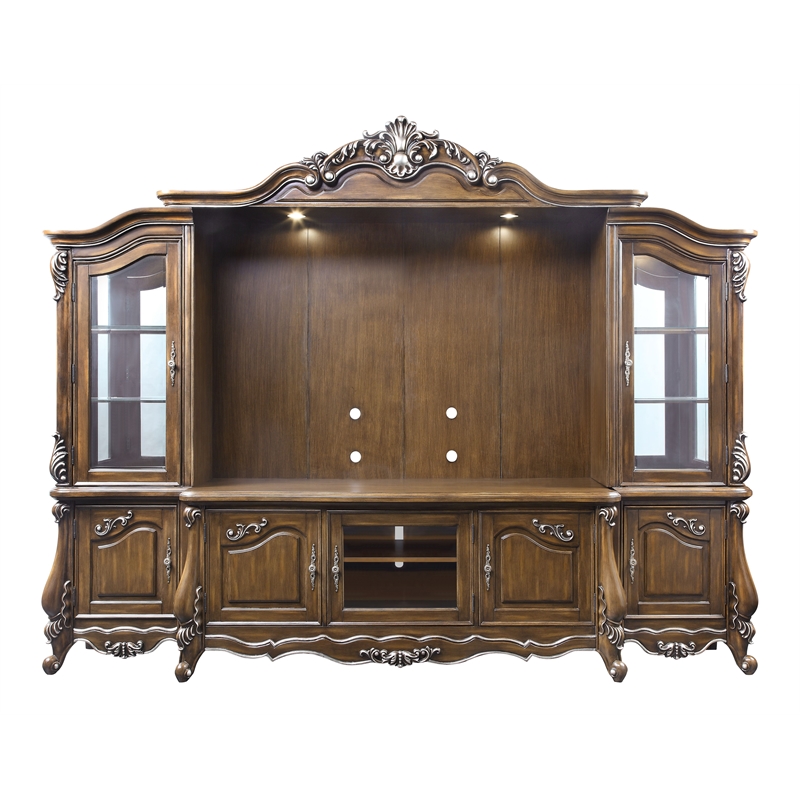 Bowery Hill Transitional Wooden Entertainment Center in Antique Oak