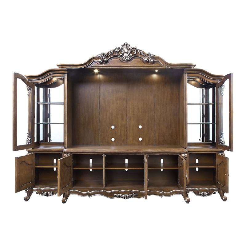 Bowery Hill Transitional Wooden Entertainment Center in Antique Oak