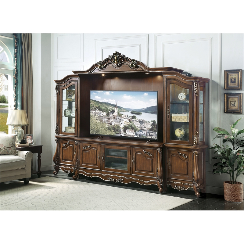 Bowery Hill Transitional Wooden Entertainment Center in Antique Oak