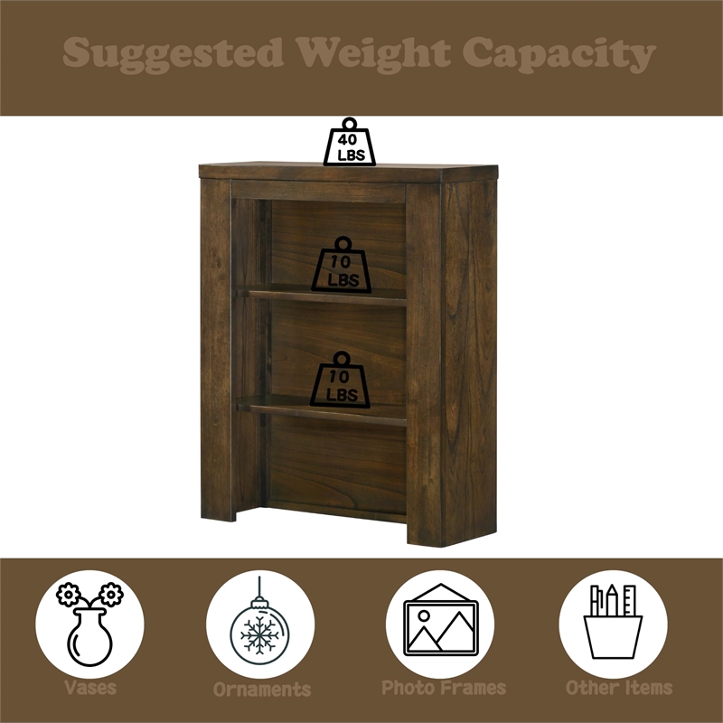 Bowery Hill Solid Wood Side Pier with 2 Shelves in Oak