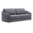 Bowery Hill Linen Fabric Sofa with Metal Legs in Gray and Gold