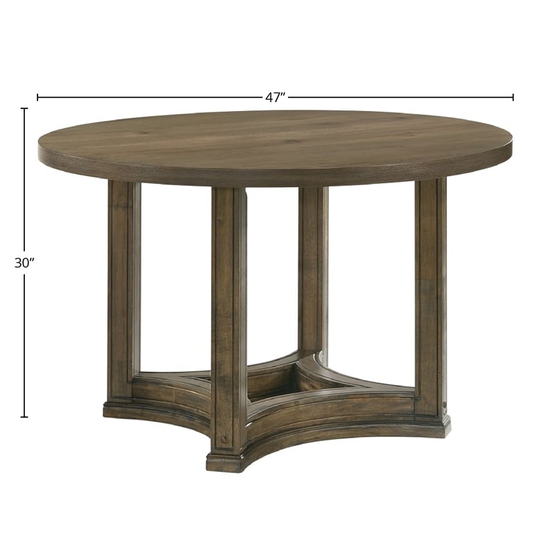 Bowery Hill Round Wood Dining Table in Weathered Oak Finish