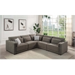 Bowery Hill Gray Linen Modular Wedge with Wooden Frame and Loose Cushions