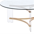 Bowery Hill Round Glass Coffee Table with Acrylic Legs in Gold and Clear
