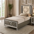Bowery Hill Full Faux Leather Storage Bed with LED in Dark Champagne