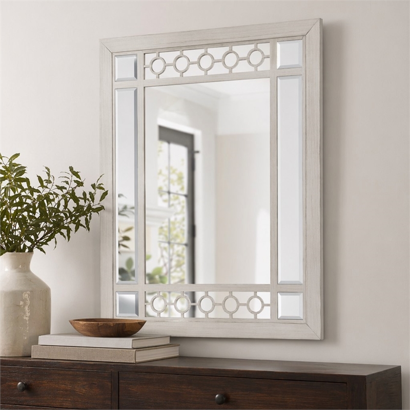 Bowery Hill Vertical Wooden Frame Mirror with Silver Finish