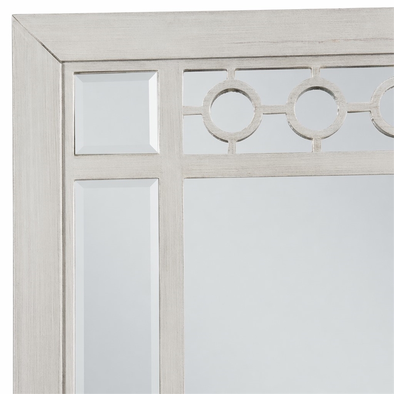 Bowery Hill Vertical Wooden Frame Mirror with Silver Finish