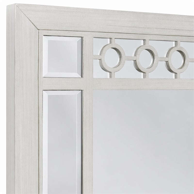 Bowery Hill Vertical Wooden Frame Mirror with Silver Finish