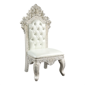 Bowery Hill Faux Leather Side Chair in White and Antique White (Set of 2)