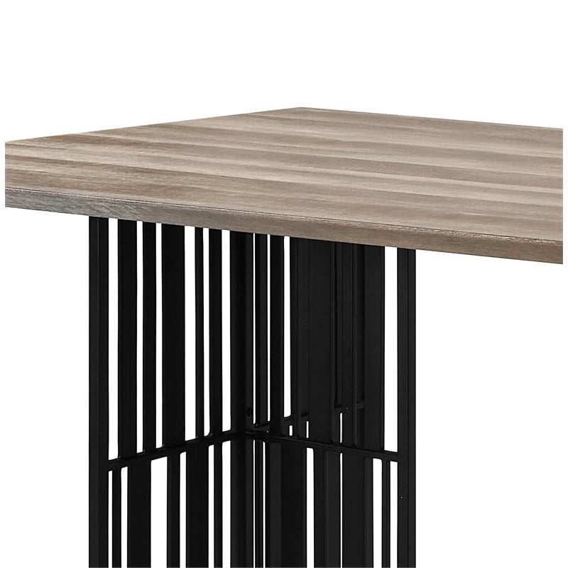 Bowery Hill Rectangular Wood & Metal Dining Table in Antique Oak & Black
