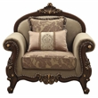 Bowery Hill Mehadi Rolled Arm Chair with 2 Pillows in Walnut Finish