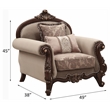 Bowery Hill Mehadi Rolled Arm Chair with 2 Pillows in Walnut Finish