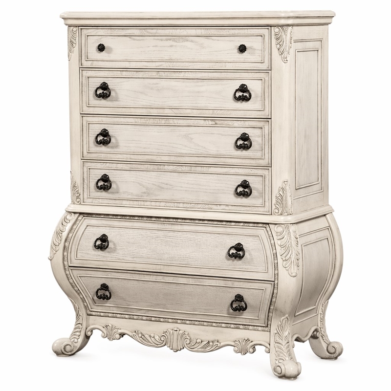 Bowery Hill Ragenardus Wood Bombay Chest in Antique White Finish