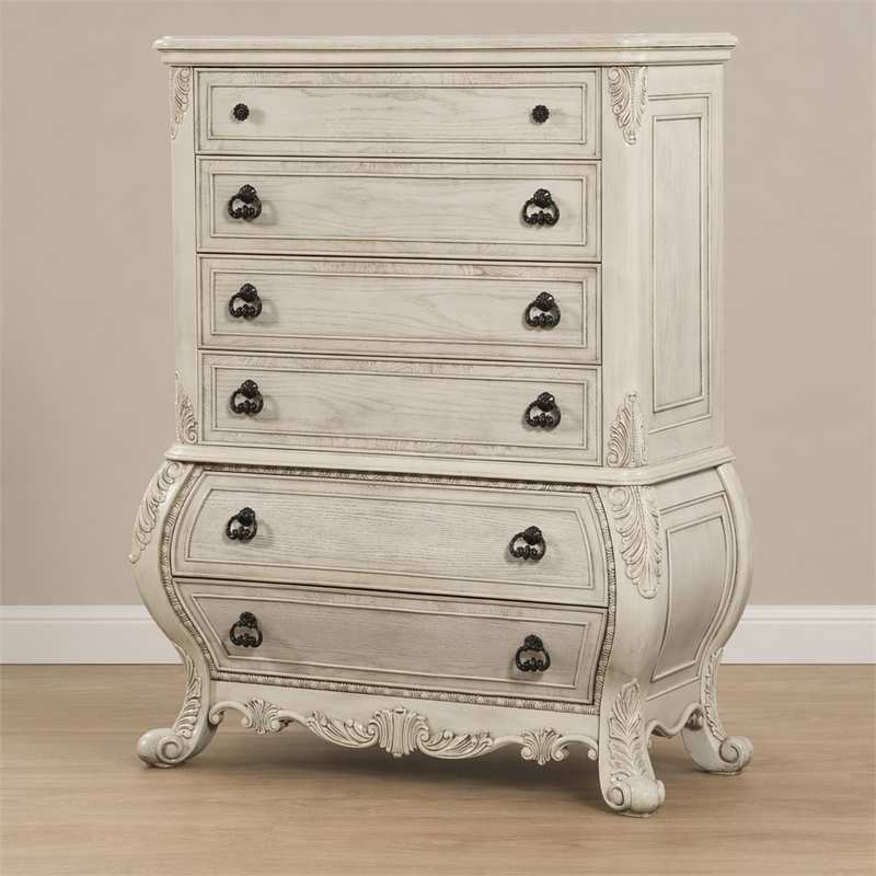 Bowery Hill Ragenardus Wood Bombay Chest in Antique White Finish