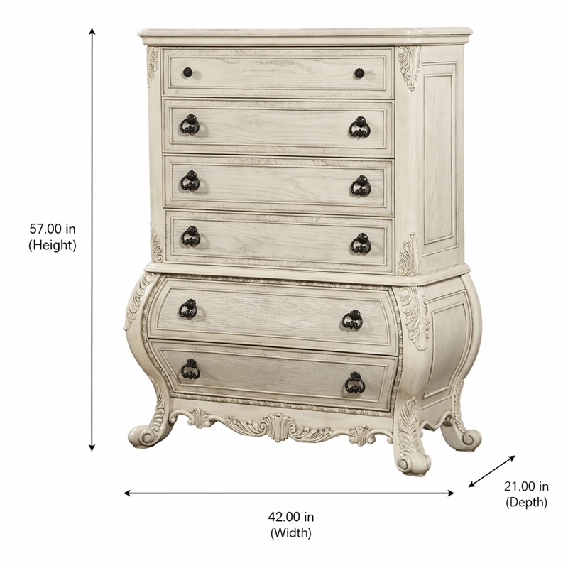 Bowery Hill Ragenardus Wood Bombay Chest in Antique White Finish