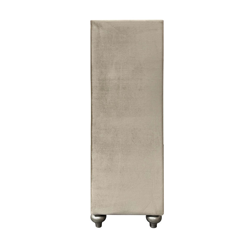 Bowery Hill Velvet Upholstered 5-Drawer Chest with Wood Frame in Beige