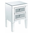 Bowery Hill Mirrored Accent Table with 2 Drawers and Faux Diamonds