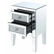 Bowery Hill Mirrored Accent Table with 2 Drawers and Faux Diamonds