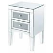 Bowery Hill Mirrored Accent Table with 2 Drawers and Faux Diamonds
