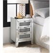 Bowery Hill Mirrored Accent Table with 3 Drawers and Faux Diamonds