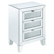 Bowery Hill Mirrored Accent Table with 3 Drawers and Faux Diamonds