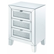 Bowery Hill Mirrored Accent Table with 3 Drawers and Faux Diamonds